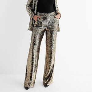 Express Bronze High Waisted Sequin Wide Leg Pant Size 6 SRP $118